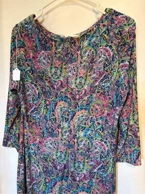 Tommy Hilfiger Pink, Blue & Green Paisley Shift Top